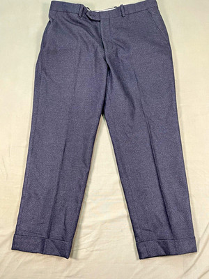 Gala G Trousers Mens 36 x 26 Blue Gray Wool Cashmere Tailored Cuffed