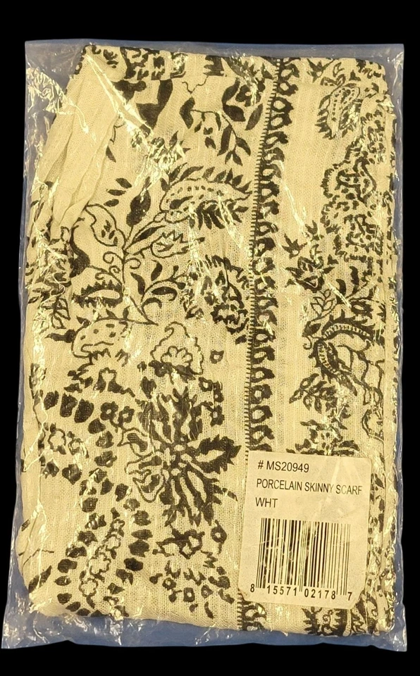 Bufanda ajustada de porcelana Michael Star vintage con estampado floral en bloques envoltura ligera Foto 2 de 4