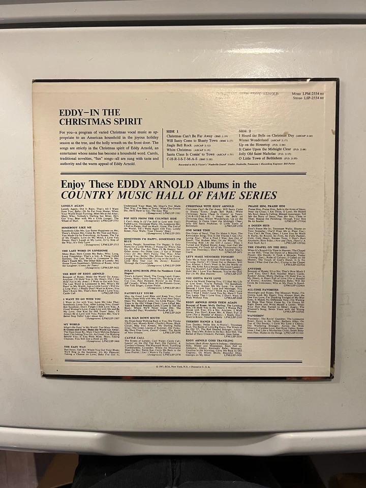 CHRISTMAS WITH EDDY ARNOLD 1967 RCA LSP2554 ORIGINAL LP Vinyl Record - Image 4 of 4