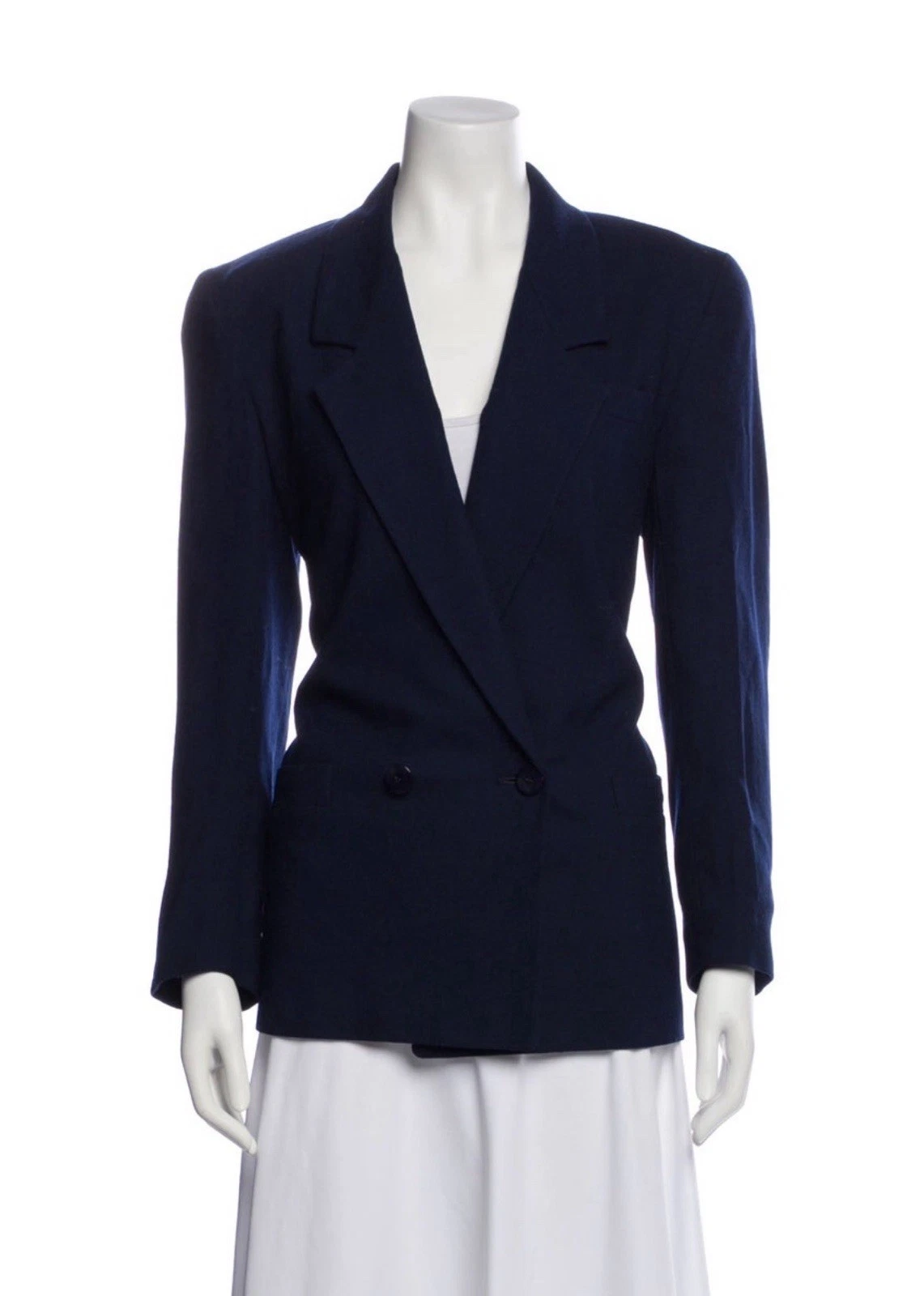 Dior — Christian Dior Authentic Solid Dark Navy Blue Long Sleeve Blazer Jacket 8 Medium
