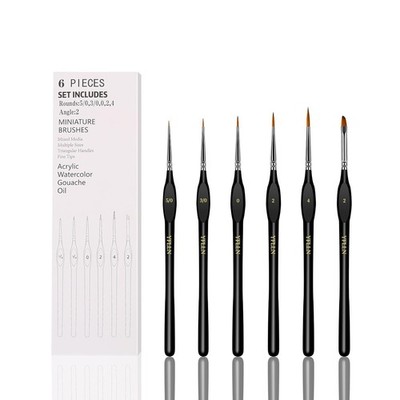 6Pcs Miniature Paint Brushes Set Triangular Handles Acrylic Oil Model Hobby