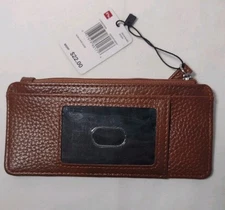 Mundi Slim Card Case NEW Brown Faux Leather