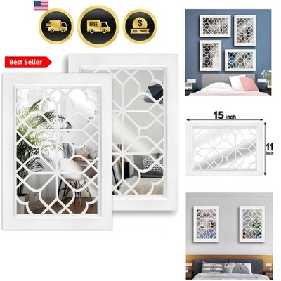Rectangular Wall Mirror, White, 11''x15'', Set of 2