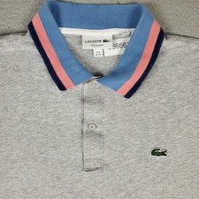 Lacoste Polo Shirt Mens Size 3XL Gray Blue Casual Short Sleeve Adult