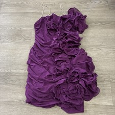 ASOS Luxe Scrunched Up Ruffle Short Cocktail Dress W Rhinestone Straps | Sz 12