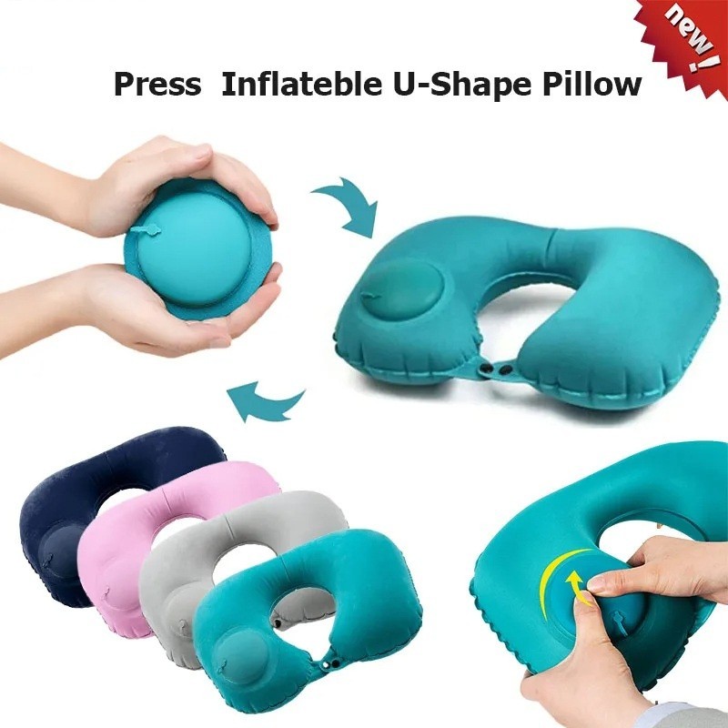 Inflatable U-Shape Travel Neck Pillow Portable Foldable for Outdoor Trips