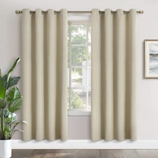 YoungsTex Beige Blackout Curtains 80" L, 2 Panels - Thermal, Room Darkening