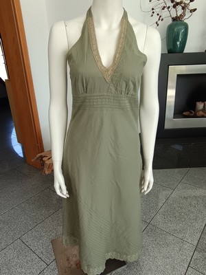 Vero Moda Neckholder Kleid Sommer Gr.38 S M khaki  Baumwolle