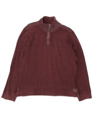 Fat Face Herren Zip Neck Sweatshirt Pullover Medium Burgund Baumwolle DB11