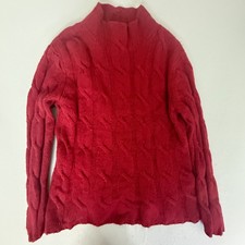 Vintage Eddie Bauer Red Cable Knit Lambswool ...