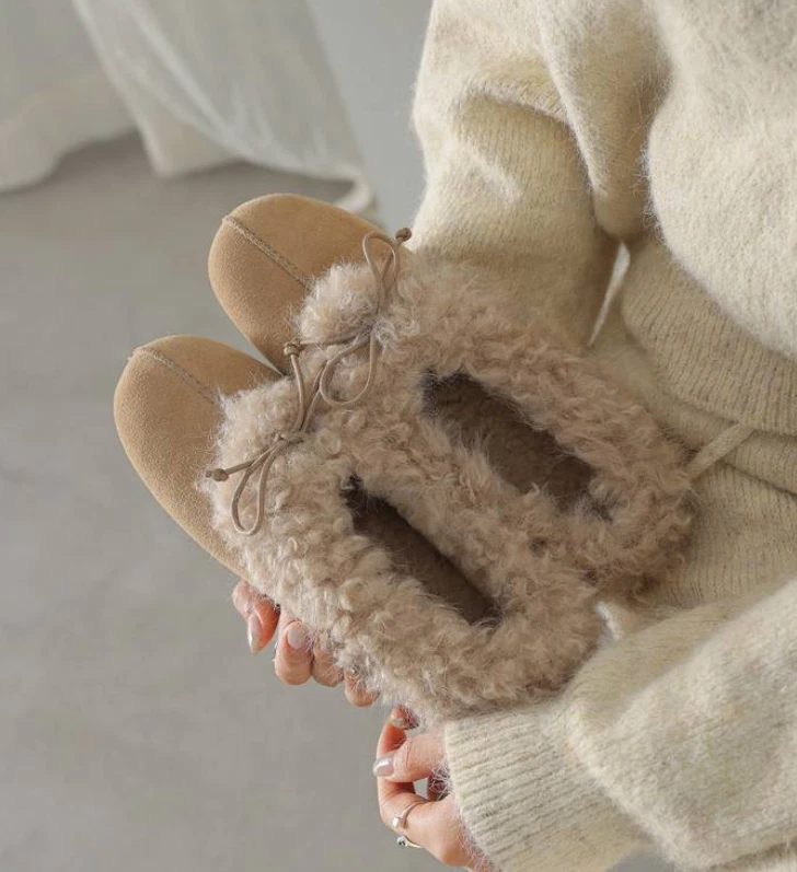 Женщин повседневные туфли теплый шерсти с подкладкой шнурует вверх ботильоны повседневные туфли плюшевые туфли-лодочки - Изображение 4 из 4