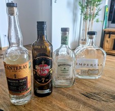 4x Origi. Rumflaschen Set Barcel&oacute; Imperial Havana Club 7 Appleton Planteray leer