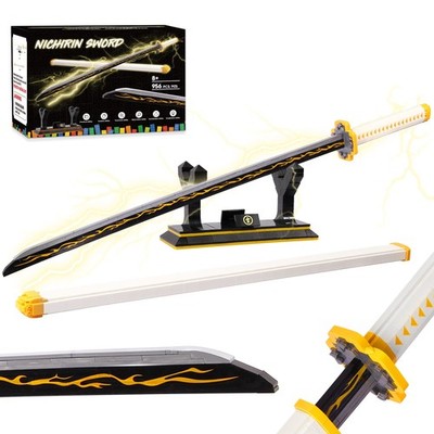 Swords Building Set, 39in Zenitsu Sword Building Block with Scabbard and Stan...
