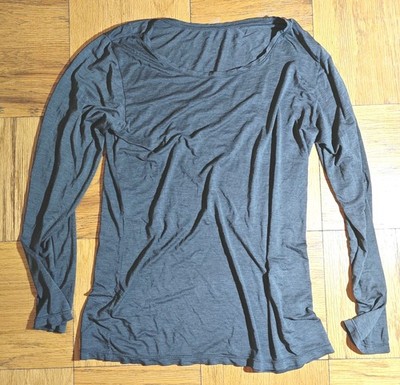 Preowned UNIQLO Womens Heattech Long Sleeve Crew Neck Grey T shirt XXL