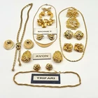 Vtg Trifari Monet Avon Signed GoldTone Jewelry Lot Necklace Earrings Brooch L042