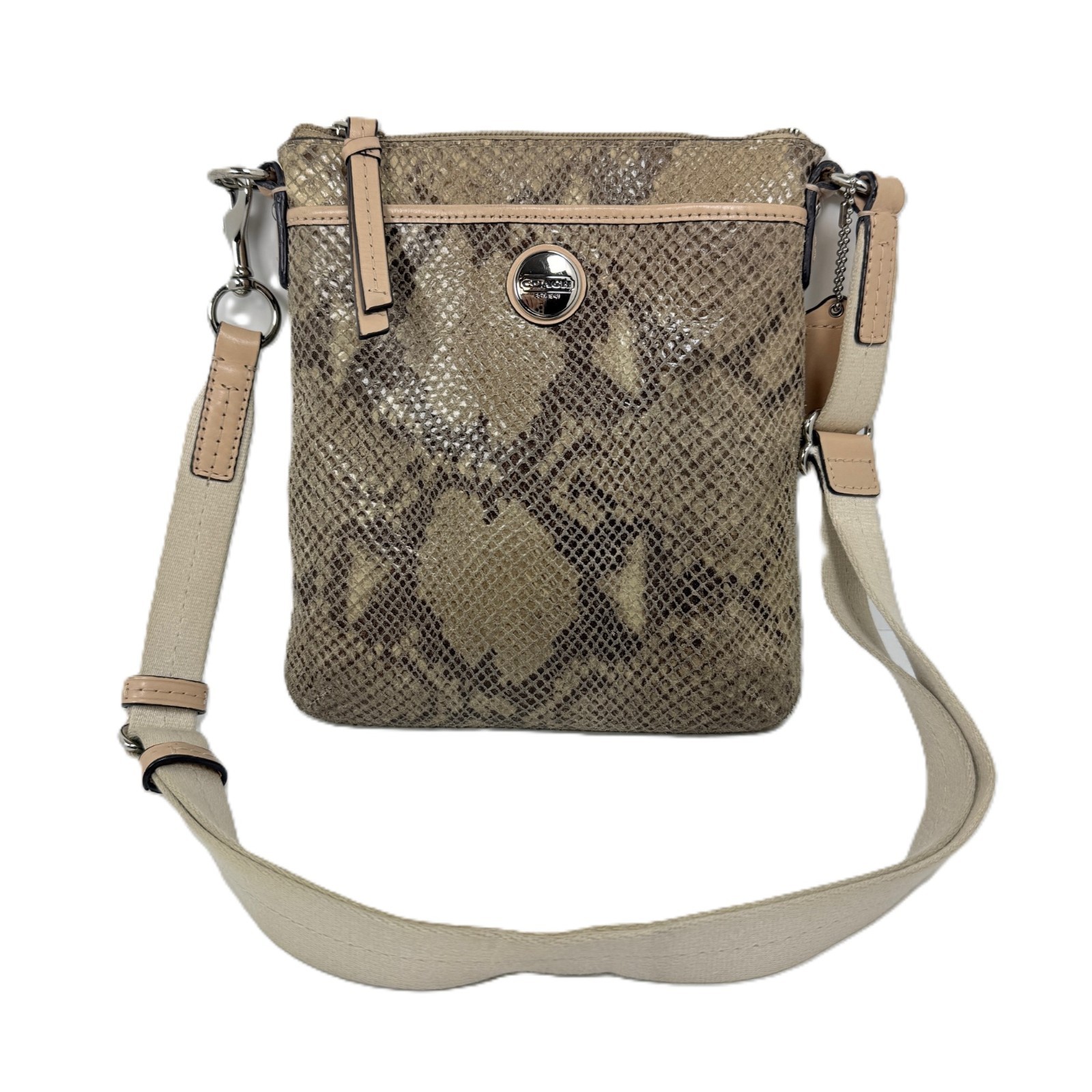 Coach Python Print Swingpack Crossbody Bag Khaki … - image 7