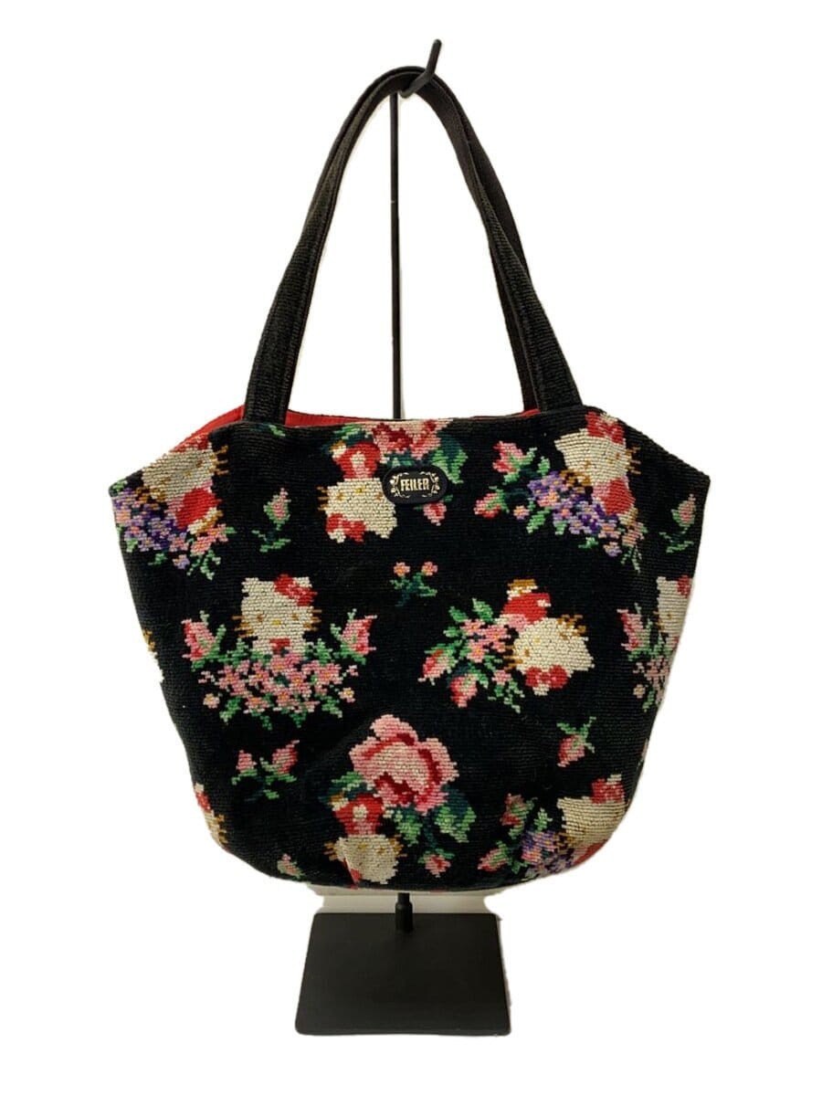 FEILER × Sanrio Hello Kitty Mini Tote Bag Black flower handbag