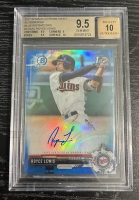 2017 Bowman Draft Royce Lewis Chrome Auto Blue Refractor 1st #/150 BGS 9.5/10