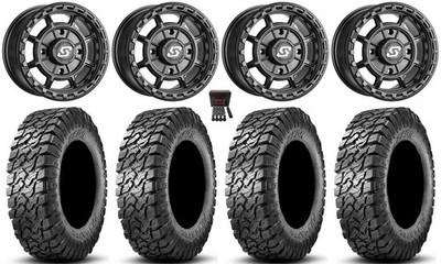 Sedona Rift 15x7 Wheels Black 32'' Predator Tires Kawasaki Mule Pro FXT KRX /