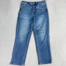 American Eagle Womens 4 Short Mom Jeans High Rise Medium Wash Blue Denim Tapered