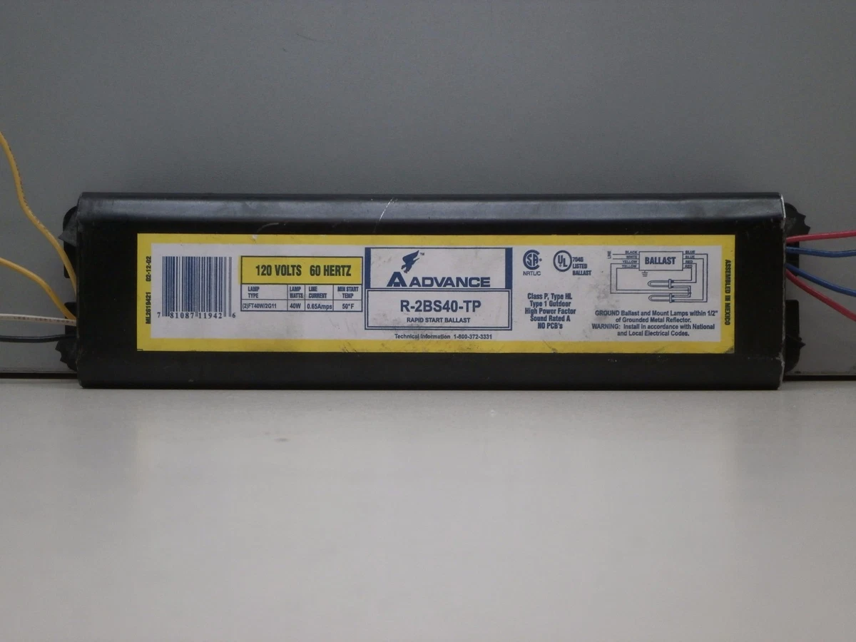 Advance R 2BS40 TP Rapid Start Electronic Ballast for 2 FT40W Lamps