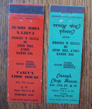WASHINGTON, DC MATCHBOOK COVERS: CASEY'S CHOP HOUSE RESTAURANT MATCHCOVERS -B