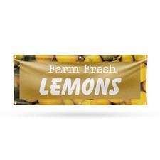 Farm Fresh Lemons Vinyl Banner Sign with Metal Grommets Heavy-Duty Single-Sided