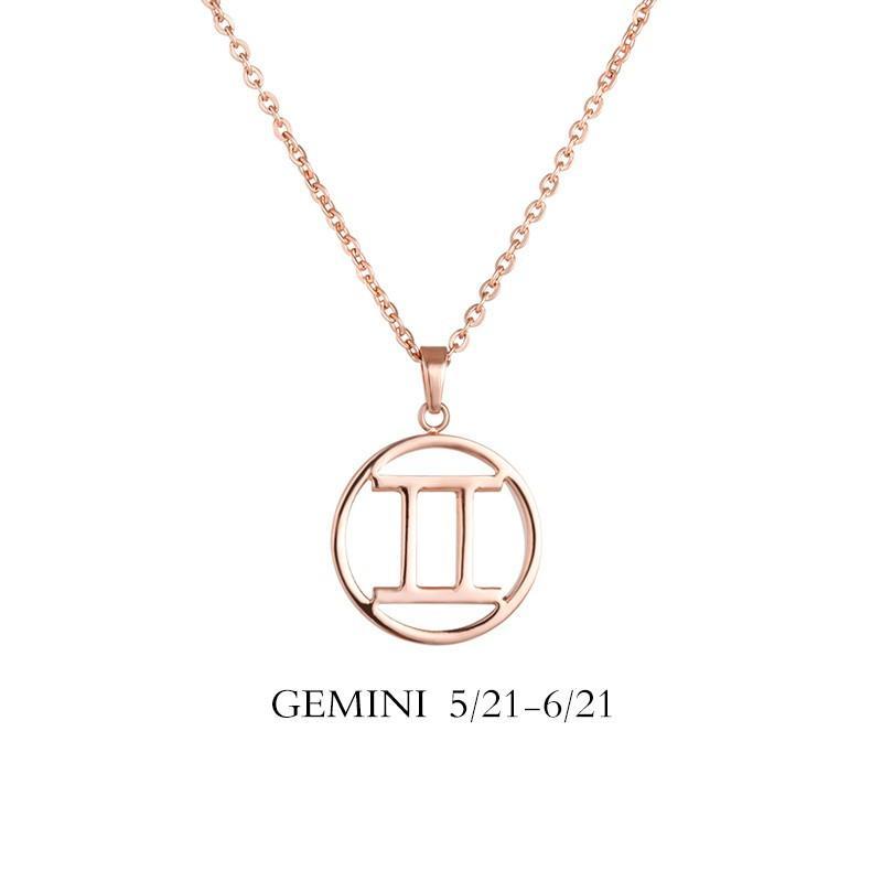 Gemini Necklace Gemini Zodiac Sign Necklace Gold, Rose gold, Black, Steel