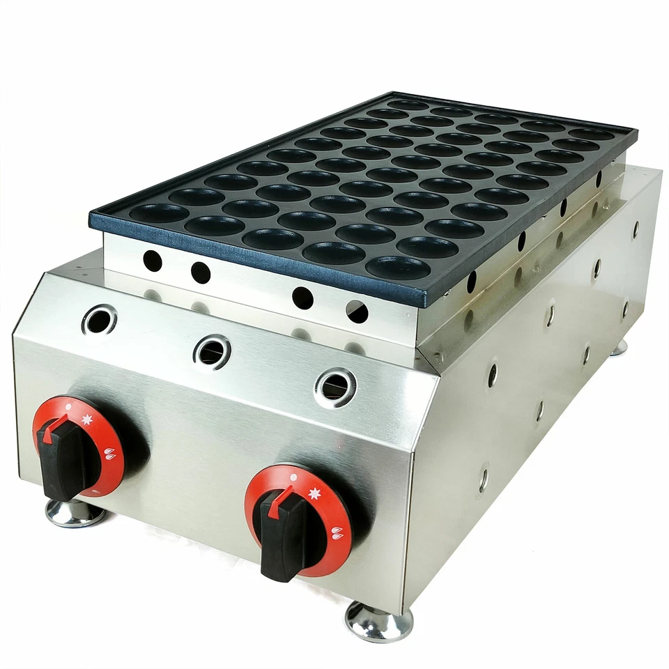 Mini máquina holandesa para hacer panqueques de gas GLP 50 agujeros antiadherente Poffertjes Mahine Foto 3 de 4