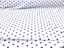 Bullet Printed Liverpool Textured Fabric Stretch White Blue Small Polka Dot R28