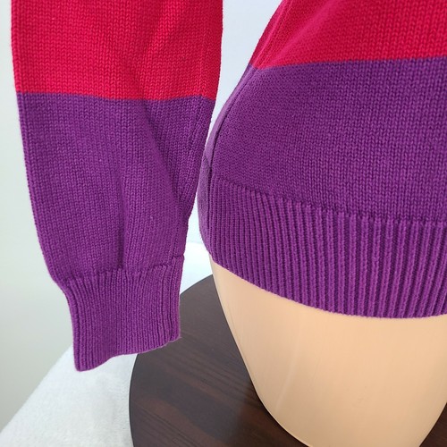 Suéter Liz Claiborne para mujer pequeño manga larga a rayas cuello en V - Imagen 3 de 9