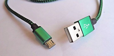 2PCS GREEN micro USB  1M 3FT Alum Fabric Micro Date Sync Charger Cord 4 Android