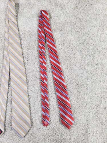 Chaps Men's Silk Tie Lot of 3 Red Beige Stripe Ancor Print - Picture 4 of 17