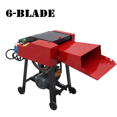 220V 6-blade Hay Cutter Pulverizer Grass Straw Crusher 500-1000kg/h 3KW/4HP