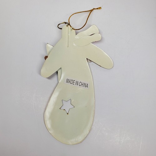Rustin Tin Snowman Angel Red Scarf W/ Halo Star Christmas Tree Ornament - Picture 3 of 3