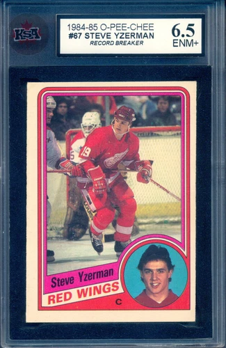 1984-85 OPC O PEE CHEE #67 STEVE YZERMAN Rookie Graded KSA 6.5 EX-NM Redwings RC