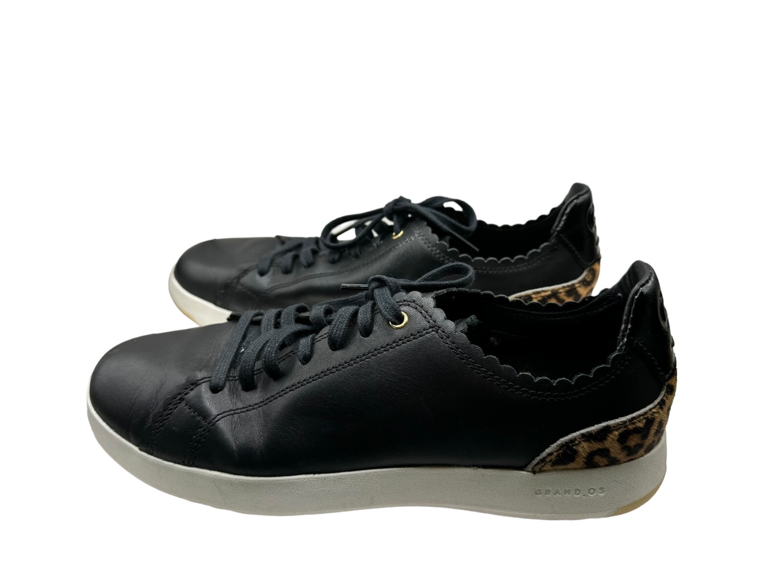Cole Haan Grand OS Scalloped Leather & Calf Hair Animal Print Sneakers Size 9B
