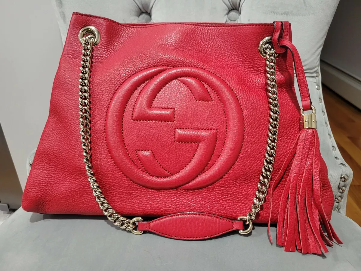 Gucci Soho Disco Small Red Pebbled Leather Bag used