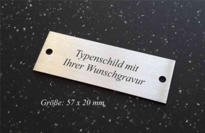 EDELSTAHLSCHILD V2A 57x20mm - als Türschild / Typenschild - mit WUNSCHGRAVUR