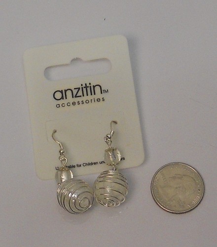 ANZITIN Ladies Wired Ball Earrings Drop Dangle Silver Tones Hook Fasteners - Picture 12 of 12