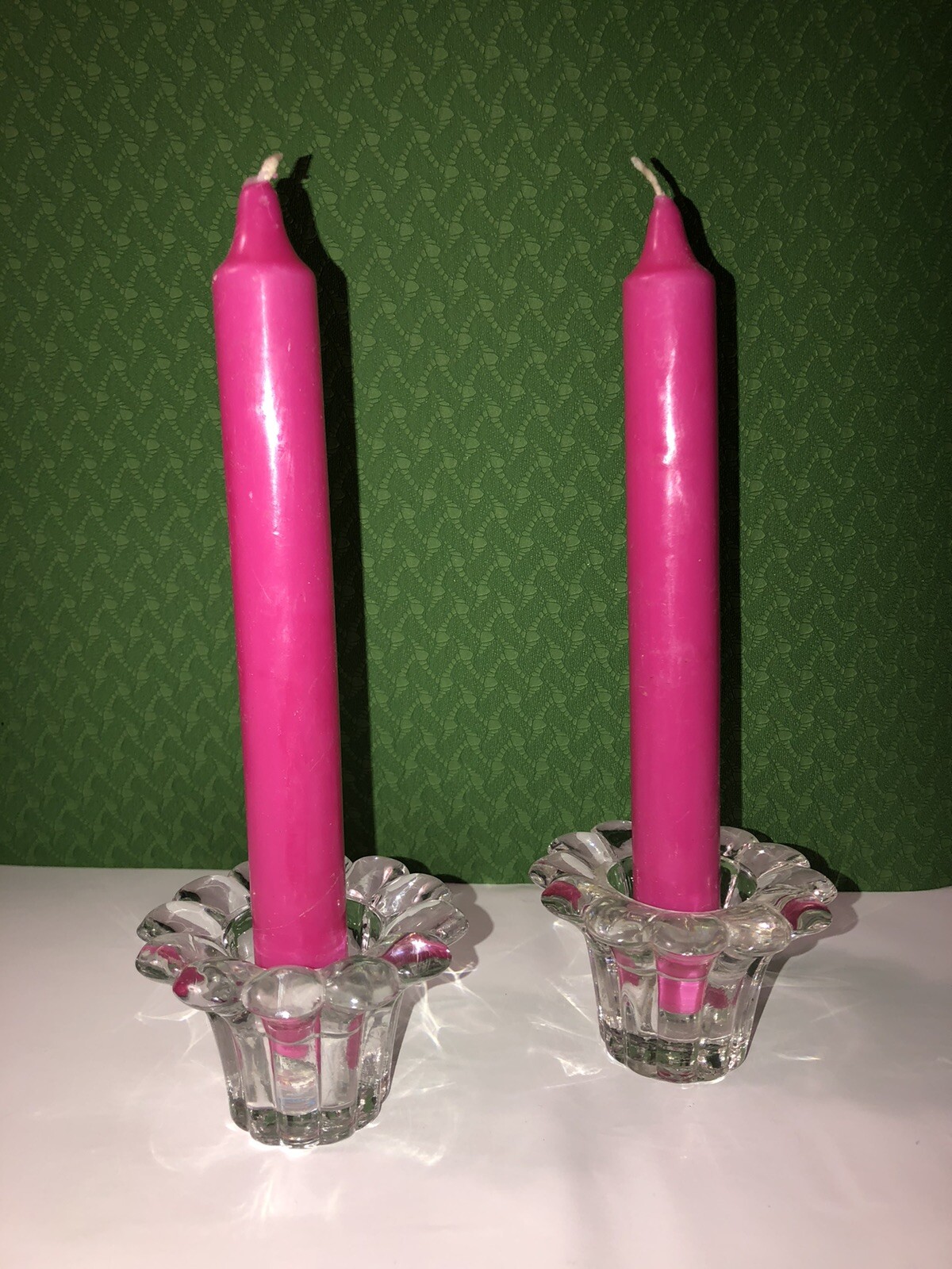 KIG Clear Glass Taper Candle Holder "Daisy Petal Design" eBay