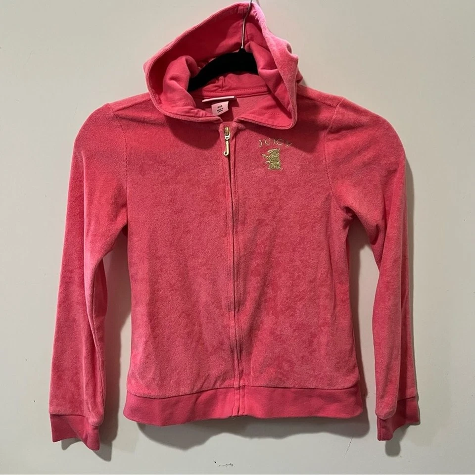 Sudadera informal suave con capucha rosa Juicy Couture de tela de felpa vintage para niños Foto 2 de 4