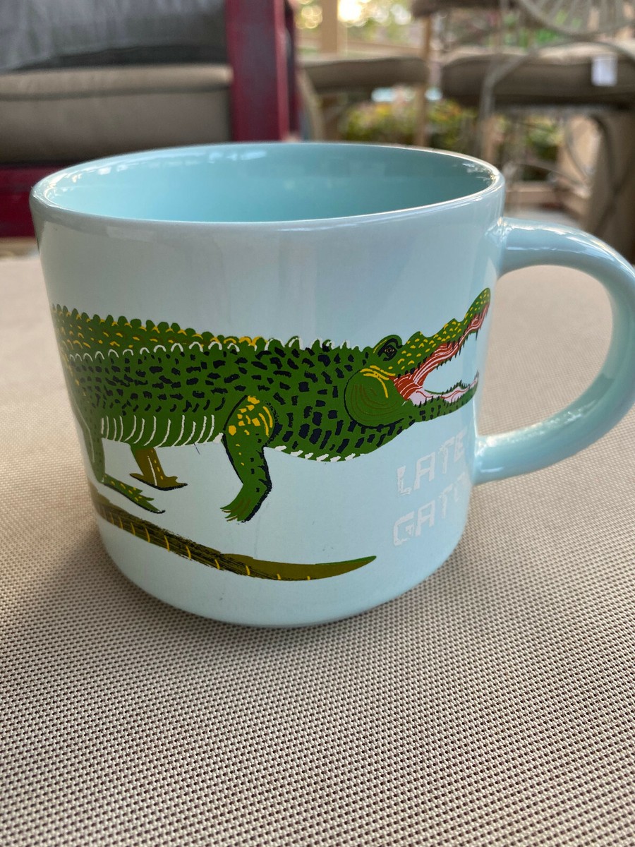 Coffee Mug Cup Later Gator Gater Alligator Light Blue Room Essentials Green