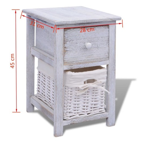 Shabby Chic Nachttische Schränkchen 2 Stck Holz Weiß R4Z3 - Bild 4 von 8