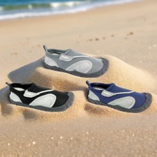 Mens Water Shoes Aqua Socks Slip On Mesh Outlined Toes Pool Beach Swim Hike