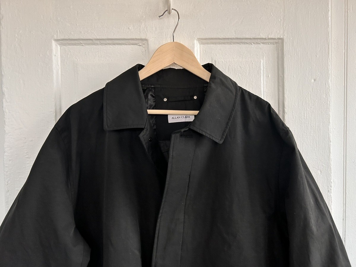 Allan Clark Mens Black Overcoat Sz 4XLChest 54”Cotton Nylon Coat