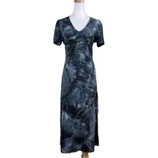 Blue Tie Dye Maxi Dress Size Small Lilis Closet So Soft Short Sleeve Boho