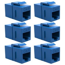 6x Cat6 RJ45 F/F Ethernet Coupler Joiner Snap-In Jack Keystone Wall Plate Blue