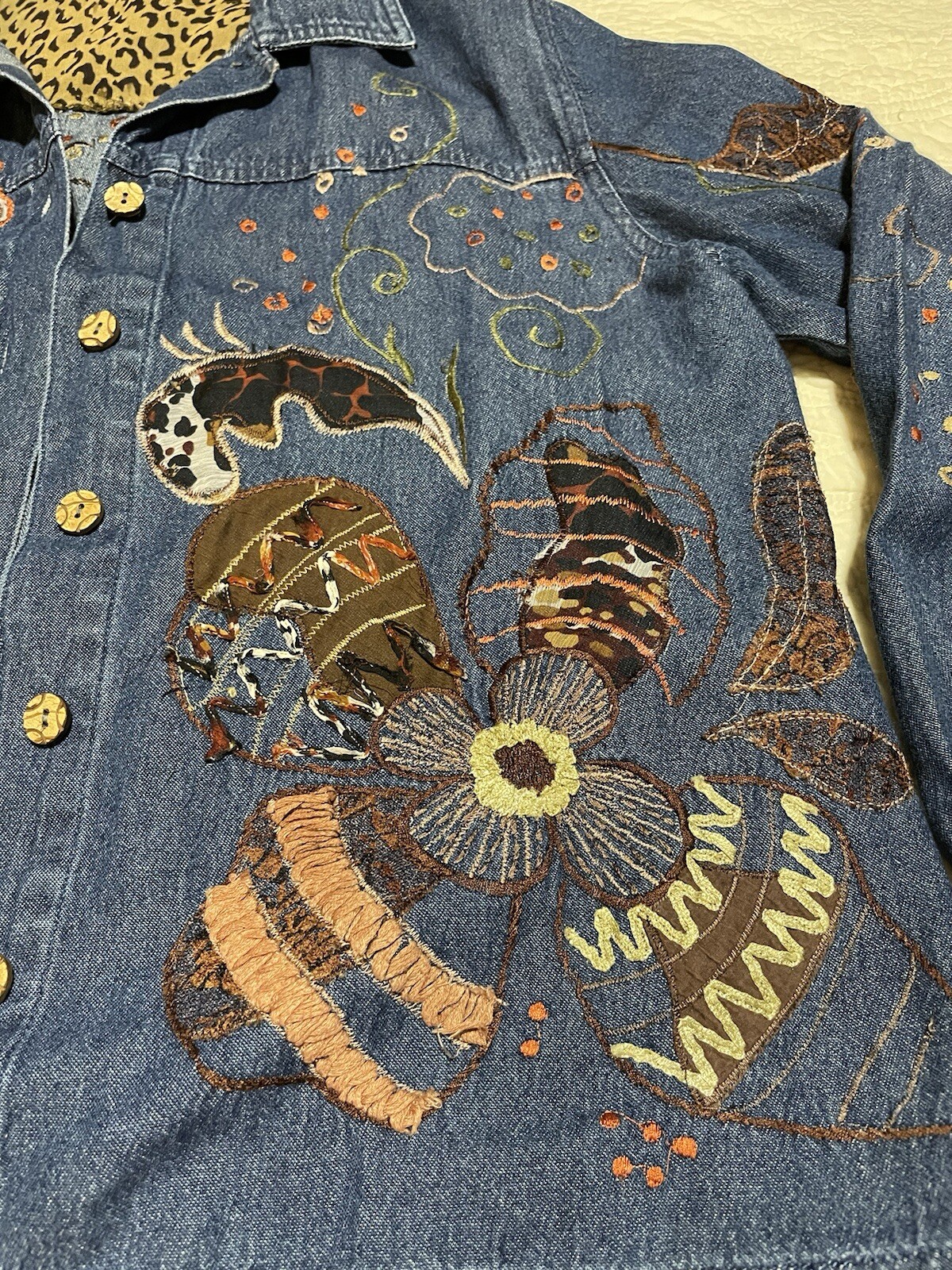 Breckenridge Embroidered Leafy Patchwork Button U… - image 12