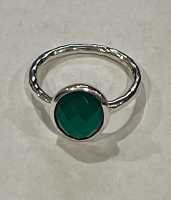 JCM Jacmel Mauritius Sterlingsilber grüner Schachbrettstein Ringgröße 7,25